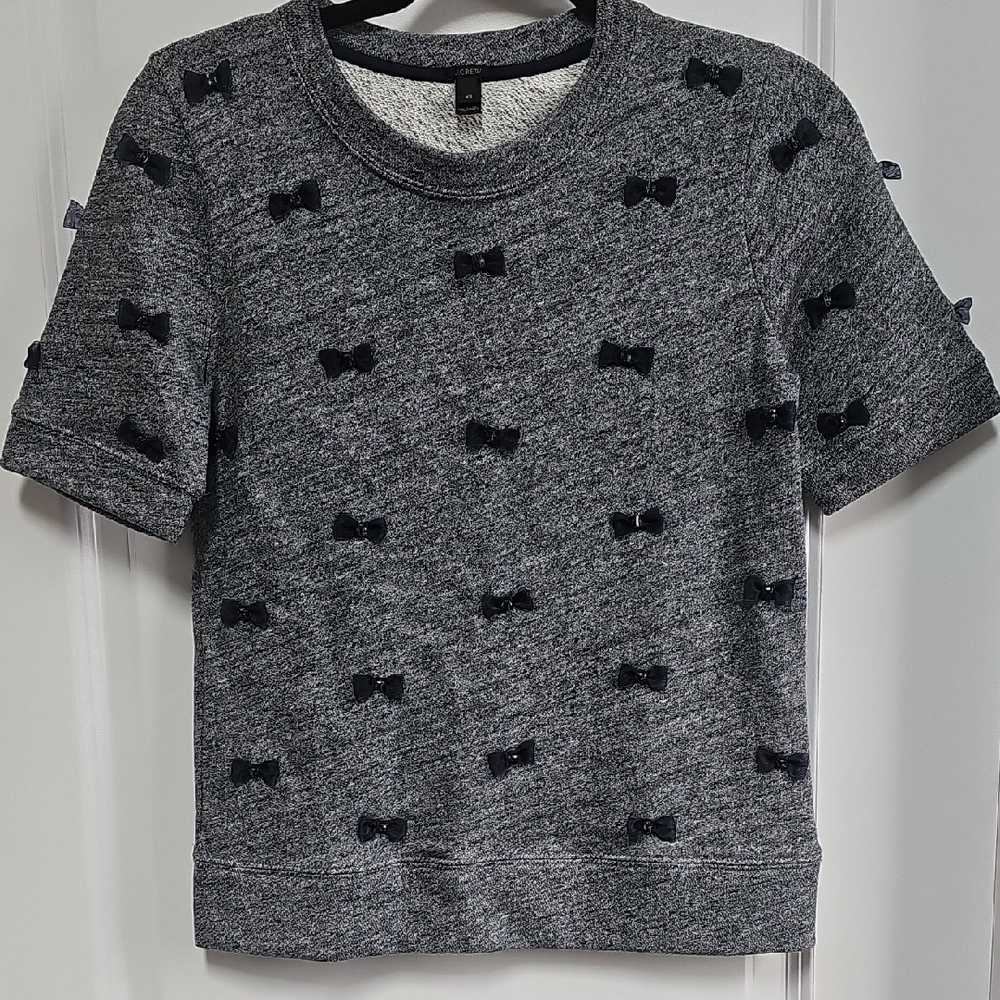 Gray Bow Patterned Sweatshirt Hoodie